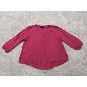 Lane Bryant‎ Top Blouse Women's 18/20 3/4 Sleeve Ruffle Eyelet Red